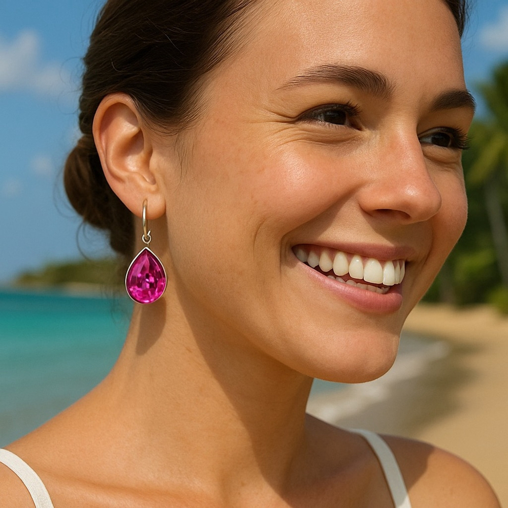 Handcrafted earrings with Swarovski crystal crystal color ultra jasmine - Picture 4 of 6